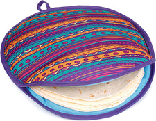 Tortilla Warmer Pouch (Multicolour, 12 Inch), Microwavable Fabric Tortilla Heate
