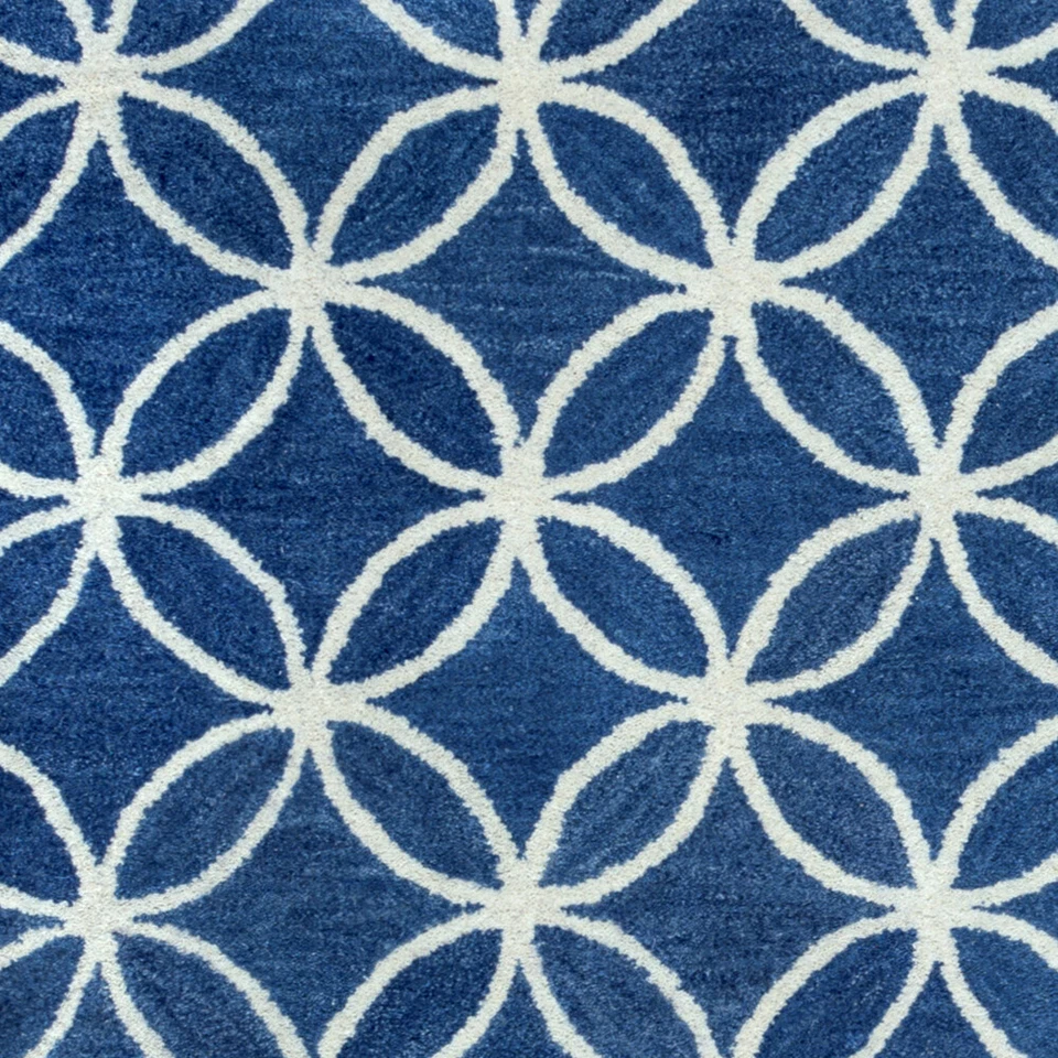Rizzy Rugs Blue Trellis Lattice Circles Contemporary Area Rug geometric OP8120 - Image 2 of 3