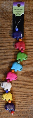 Advantus Stone Shell Fiesta Elephant Beads 1'' Red Green Blue Pink White Yellow