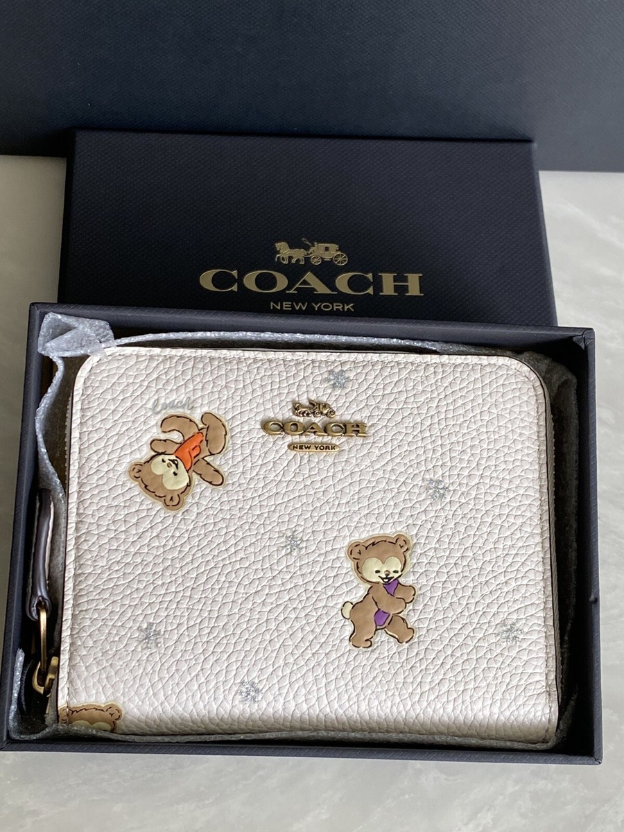 NWT COACH SNOWY BEARS CHALK/MULTI SMALL ZIP AROUND WALLET C6603 | eBay