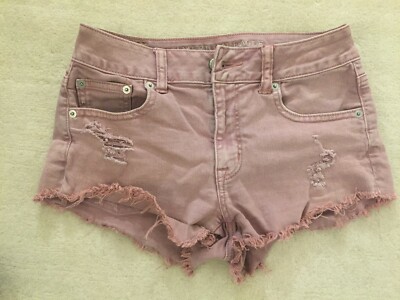 AMERICAN EAGLE OUTFITTERS SHORT SHORTS LILAC DISTRESSED JUNIORS SIZE 0