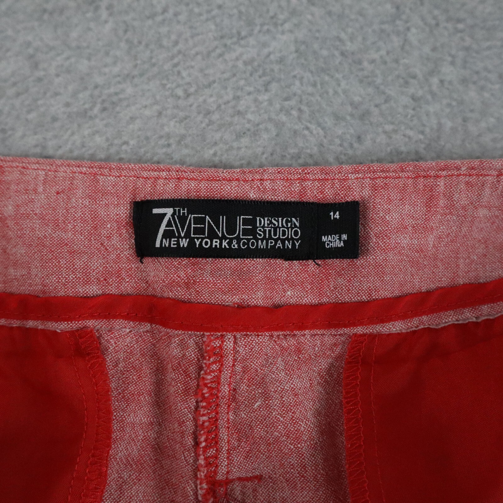 7th Avenue NY & Co Pants Womens 14 Linen Blend Chino Slacks Flat Front Red