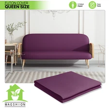 Purple Queen Size Slipcovers Washable Sofa Protector Armless Stretch Futon Cover