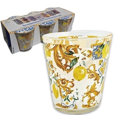 Set 6/12 Gläser aus Glas 270ml Design Zitrone Elegant Frisch und Bunt
