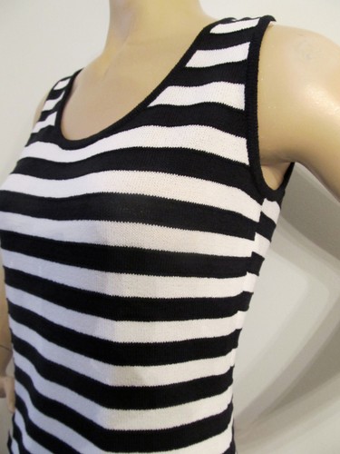 NEU ST JOHN KNIT DAMEN S TOP SCHWARZ & WEISS SHELL STREIFEN STRICK WOLLE & VISKOSE - Bild 3 von 5