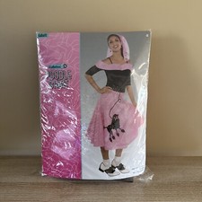 Fabulous 50's Pink Black Sequin Poodle Skirt Halloween Costume Adult Size OS
