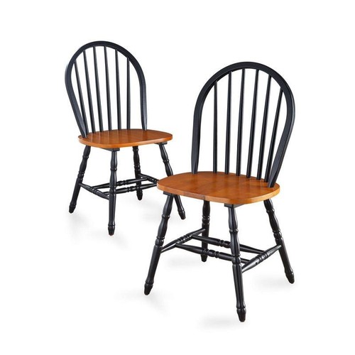 Solid Wood Dining Chairs 2 Pcs Windsor Style 300 Lb Load Weight Indoor Furniture - Picture 6 of 9
