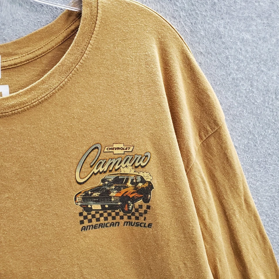 通用汽车男式 T 恤 3XL 棕色格子雪佛兰科迈罗美国肌肉 — 第 3/4 张图片