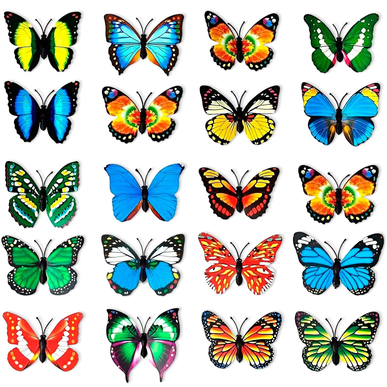 20 PCS Colorful Butterfly Refrigerator Magnets - Butterfly Wall Decor Strong Mag