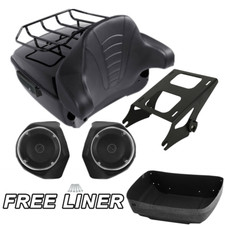 King Trunk Rack Backrest Speakers Fit For Harley Touring Road Glide 14+