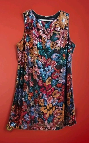 SKIES ARE BLUE CURVY SLEEVELESS FLORAL SEQUIN COCKTAIL DRESS SIZE 3X