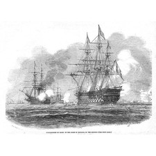 MOROCCO Naval Bombardment of Salee by the French - Antique Print 1851