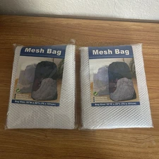 Lot of 2 Mesh Laundry Bags 30” x 40” Drawstring Storage Wash Bag New Sealed