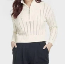 Women's Mock Turtleneck Quarter Zip Pullover Sweater - A New Day. size M