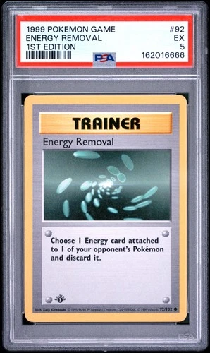 1999 POKEMON BASE SET 1ST EDITION #92 ENERGY REMOVAL PSA 5