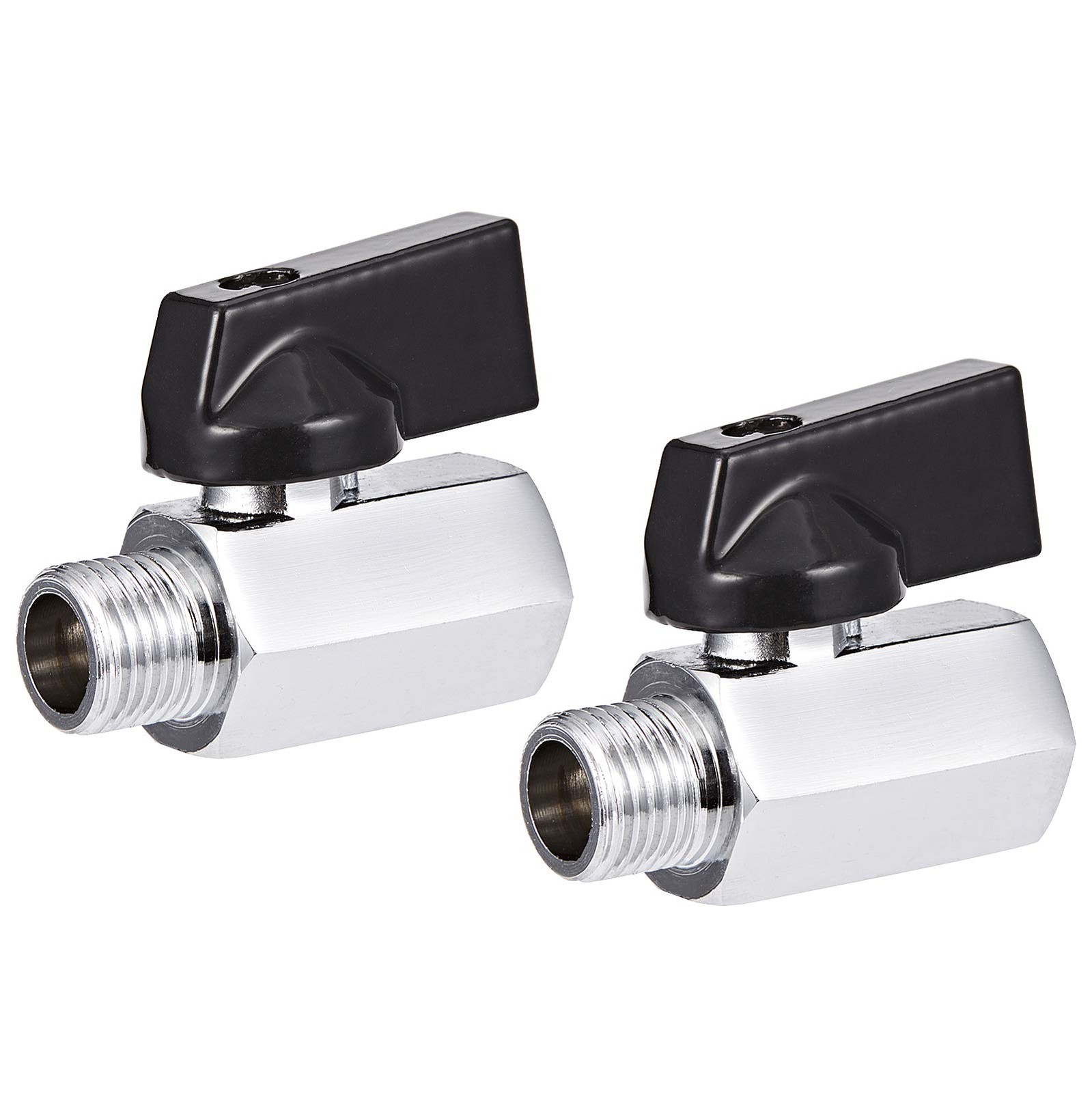 2 Pack Brass Mini Ball Valve 1/4" NPT Female x Male Thread Shut-Off Valve (1/...