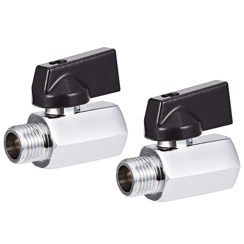 2 Pack Brass Mini Ball Valve 1/4" NPT Female x Male Thread Shut-Off Valve (1/...