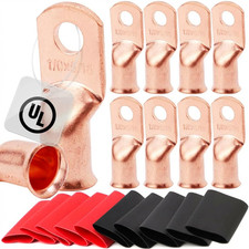10Pcs 1/0 AWG-5/16 Battery Lugs,Heavy Duty Wire Lugs,Ring Terminals,Battery Cabl