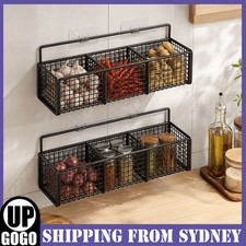 2 Packs Kitchen Wall Mount Storage Rack Spice Racks Condiment Basket Organizer
