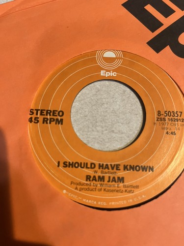 Ram Jam "Black Betty" 45 on EPIC Label...70s Hard Rock/ Classic Rock HIT in NM - Picture 2 of 2