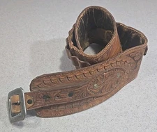 Vintage Tooled Leather Gun Belt 36" Waist 13 Cartridge Loops 43" Length Western