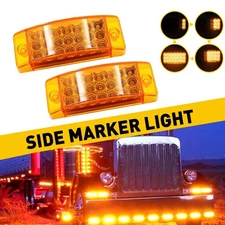 Marker Lights Pair/Set 21-LED For Trailer Truck Clearance Light Side Amber 12V