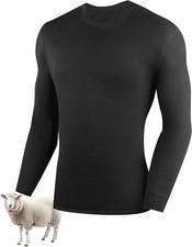 Thermal Top for Men 180g/M², Merino Wool Base Layer Mens Long Sleeve Warm - M