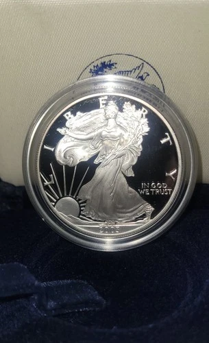 2003-W $1 1-oz Proof American Silver Eagle Box, OGP, &COA