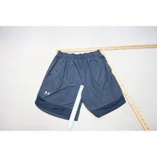 Under Armour Athletic Gym Shorts Men Large Navy Blue Mesh Trim Loose Excellent