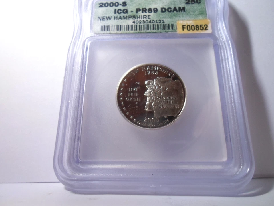 2000-S New Hampshire Quarter ICG PR69DCAM  *Proof* - Image 2 of 4