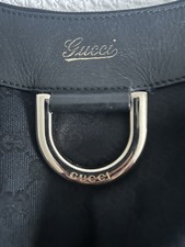 Gucci Cloth and Leather D Ring Bag with Dust Bag In Black