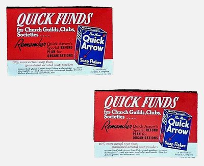 #ad Vintage The New QUICK ARROW Soap Flakes Ink Blotters Pair of Matching Blotters $13.50