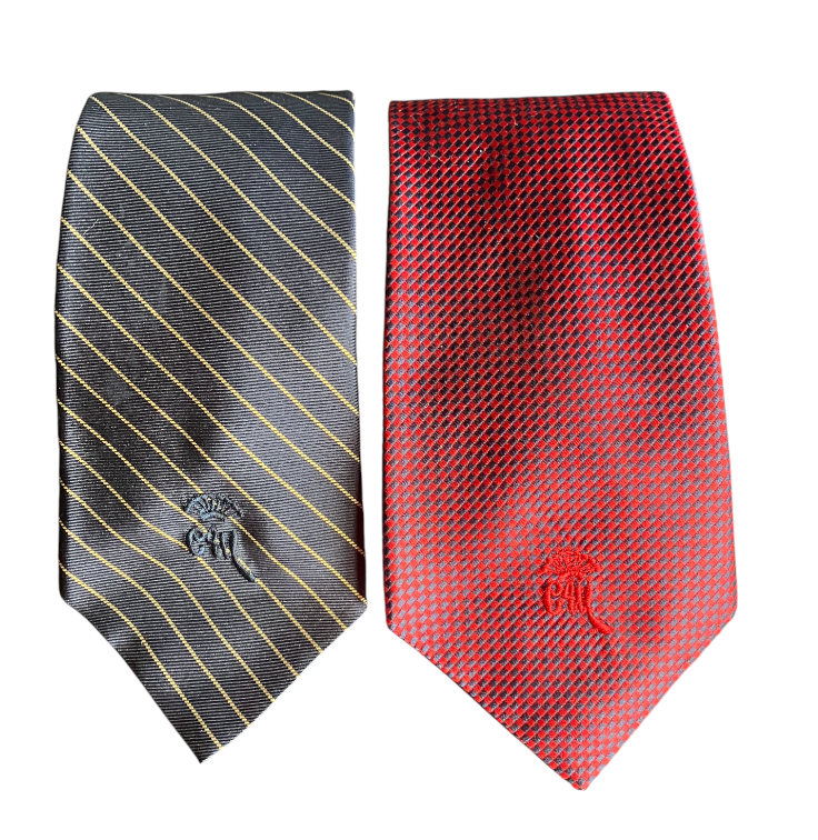 LOT OF 2, Countess Mara Men's SILK NECK TIE Red/Black Check NAVY/GOLD STRIPE 56