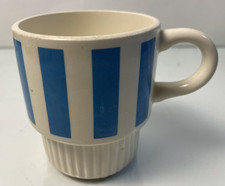 Vintage Made in USA Blue Stripe Ceramic Coffe...