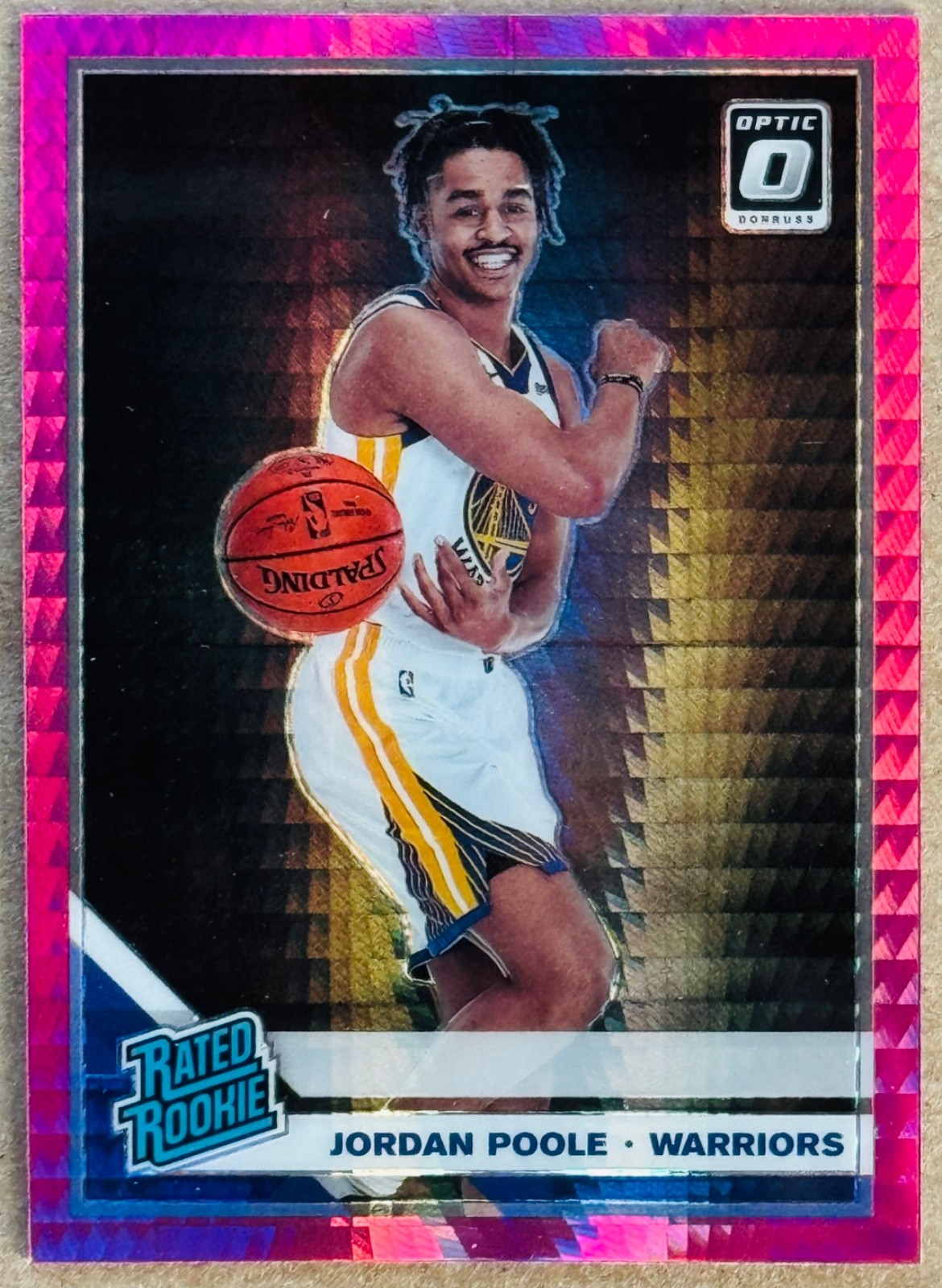 2019-20 DONRUSS OPTIC JORDAN POOLE ROOKIE CARD RC HYPER PINK PRIZM #169 NM+ 