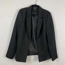Long Tall Sally Blazer Jacket Size 10 Black Open Front Career