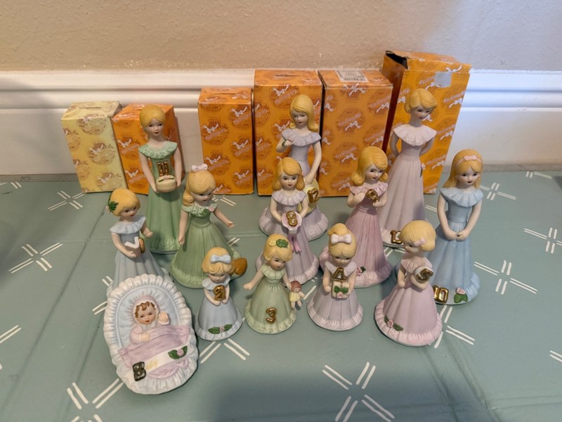 Growing Up Birthday Girls by Enesco, Baby and ages 2-13, porcelain figurines