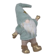 Weihnachtswichtel 45cm stehend Weihnachtsdeko Goldakzente Dekofigur Mütze
