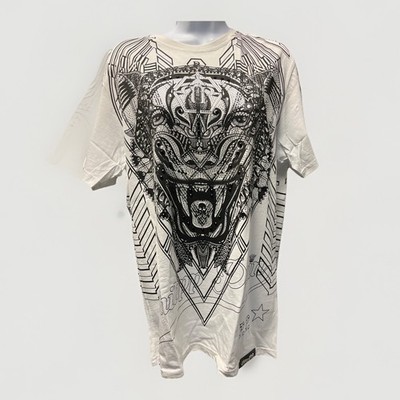 SWAROVSKI TIGER EMBELLISHED T-SHIRT IN WHITE Philipp Plein's Size L