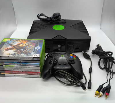 Original Xbox Bundle Controller, Strom-/TV-Kabel & 7 Spiele - getestet funktioniert