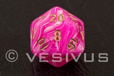 DICE Chessex VORTEX BRIGHT PINK Marble Swirl d20 Single RPG Game 27454