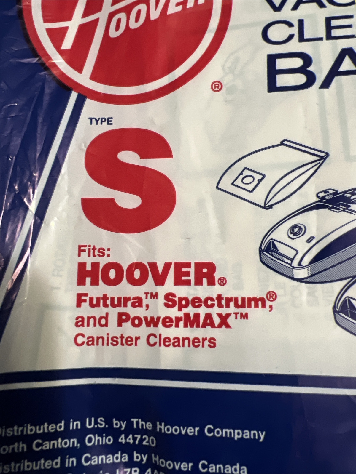 Hoover genuine vacuum cleaner bags Type S Standard Bags Pkg of 3