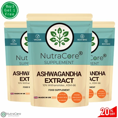 NUTRA CORE Ashwagandha Extract Capsules 5000mg (10% Withanolides , KSM-66)-VEGAN Capsule