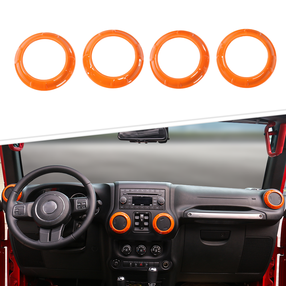 4x Air Condition Vent Outlet Cover Accessories for Jeep Wrangler JK 11-17 Orange