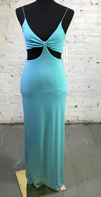 ALICE + OLIVIA Dress Womens 4 Havana Aqua Blue Stretch Jersey Cut-Out Maxi  sadsa | eBay