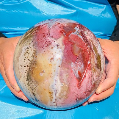 10.51LB Natural Ocean Jasper Jade Crystal Polished Sphere Ball Healing Ball
