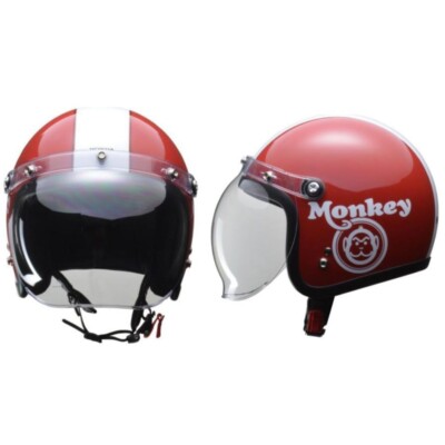 HONDA MONKEY Open Face Helmet Bubble Shield Red White Size M japan