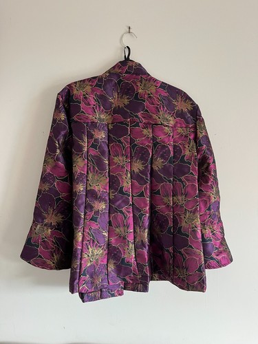 FRANK LYMAN Fuchsia/Purple Floral Jacket Bell Sleeves Mandarin Collar 249307 - Picture 5 of 8
