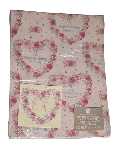 VTG American Greetings 'WEDDING' Gift Wrapping Sheets 3 Designs Sealed Lot of 4 - Picture 3 of 10