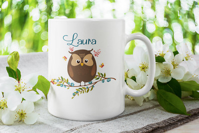 Personalisierte Eule Tasse Druck Tee/Kaffeetasse Weihnachten besonderes Geburtstagsgeschenk